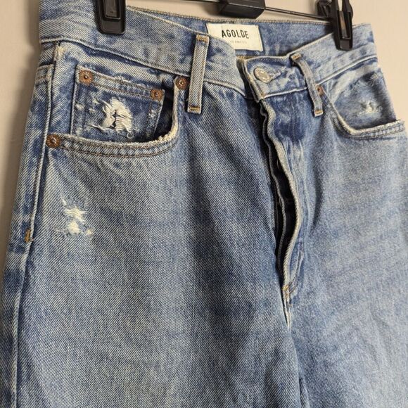 AGOLDE Women's Skinny Fit Jeans, Ripped Knees, Medium Wash, Size 24 - Picture 6 of 12